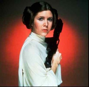 Fisher as Princess Leia in a promotional image for 'Star Wars'
