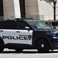 Ford Police Interceptor SUV during HPD patrols of the downtown financial district of Houston. Houston^ TX USA 5-15-2024