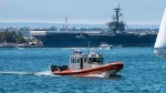 A photo of a U.S. Coast Guard cutter boat in the Tuna Harbor area. SAN DIEGO^ CA/U.S.A. - AUGUST 17^ 2019