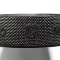 Official game puck from NHL^ National hockey league^ USA.MOTALA^ SWEDEN- 8 FEBRUARY 2022