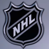 National Hockey League. Logo of NHL club on the screen.