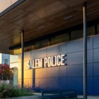 Salem Police building in Salem downtown. Salem^ Oregon^ USA - October 12th^ 2024