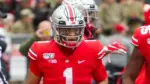 Justin Fields #1 - NCAA Division 1 Football University of Maryland Terrapins Vs. Ohio State Buckeyes on November 11th 2019 at the Ohio State Stadium in Columbus^ Ohio USA