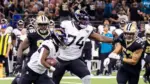 #74 CAM ROBINSON JACKSONVILLE JAGUARS VS NEW ORLEANS SAINTS WEEK 7 OCTOBER 19^ 2023 CAESARS SUPERDOME NEW ORLEANS LOUISIANA