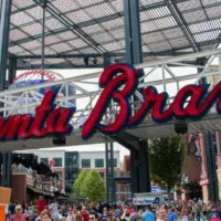 entrance to Suntrust Park in Atlanta^ Georgia^ on June 24th 2017. Suntrust Park is a ballpark and the home field of Major League Baseball's Atlanta Braves. Truist Park.