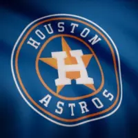 Waving flag with Houston Astros professional team logo. Close-up of waving flag with Houston Astros baseball team logo^ seamless loop
