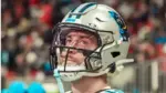 Carolina Panthers wide receiver Adam Thielen (19) on the sidelines against the Atlanta Falcons on January 5^ 2025 at Mercedes-Benz Stadium.