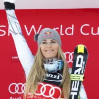 Lindsey Vonn from Team USA takes 1st place during the Audi Fis Alpine Ski World Cup Women Super G Cortina d 'Ampezzo^ Italy January 24^ 2016