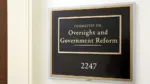 Sign at the entrance to a House Oversight Committee hearing room in Washington^ DC on July 18^ 2017. The House of Representatives is the lower chamber of the US Congress. WASHINGTON - JULY 18