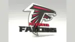 Emblem of the Atlanta Falcons. The Atlanta Falcons are a professional American football team. Template for presentation or infographics. 3D render. 3D Illustration