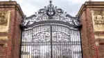 The iron gates of Harvard in Cambridge^ MA^ USA.