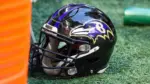 Baltimore Ravens Helmet - NFL - December 2nd 2018 Baltimore Ravens at Mercedes Benz Stadium in Atlanta Georgia USA