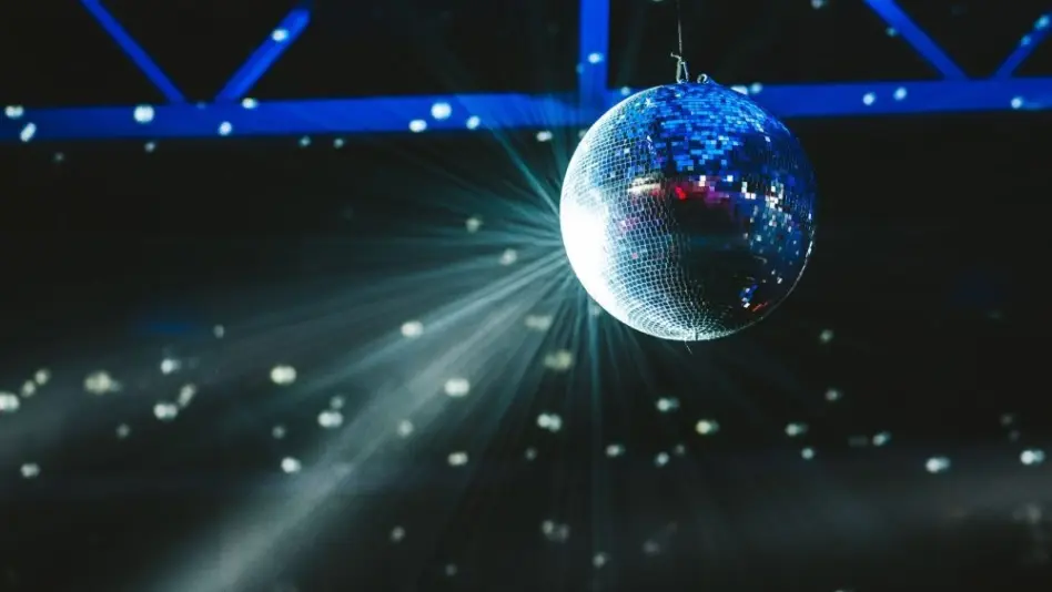 Disco ball^ party lights and lasers