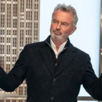 Sam Neill visits Empire State Building in New York on March 6^ 2024 to celebrate series premiere of Peacock's 'Apples Never Fall'