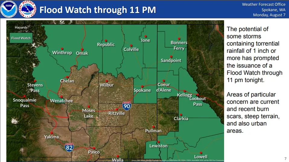 NWS Flood Watch For the Region Through 11P Tonight KOZE