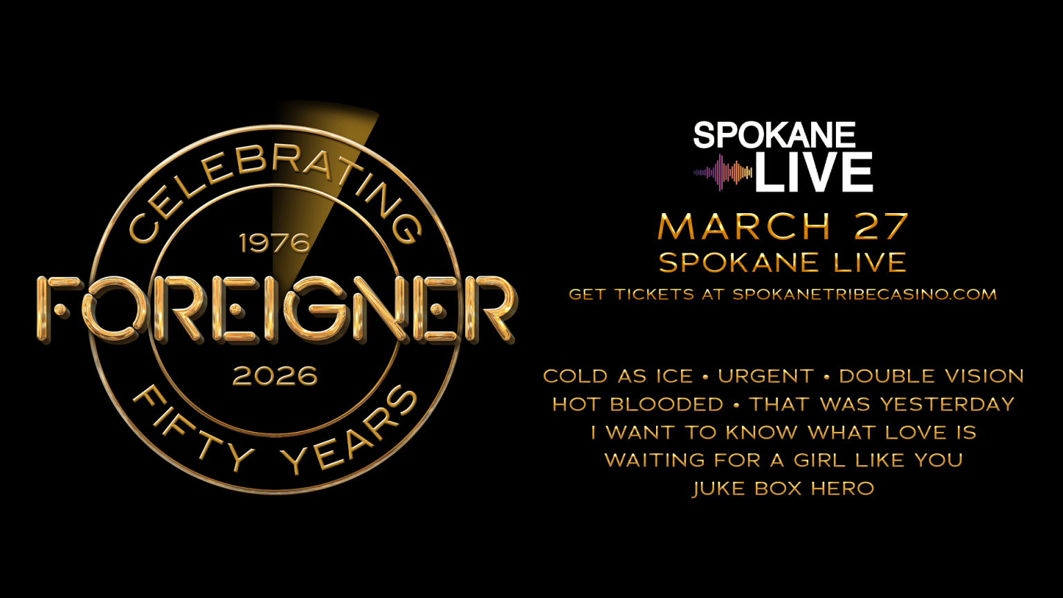 Foreigner at Spokane Tribe Casino