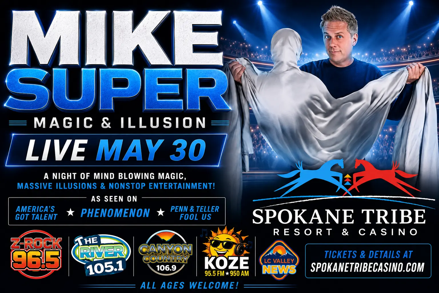 MIKE SUPER MAGIC & ILLUSION LIVE AT SPOKANE TRIBE CASINO | KOZE