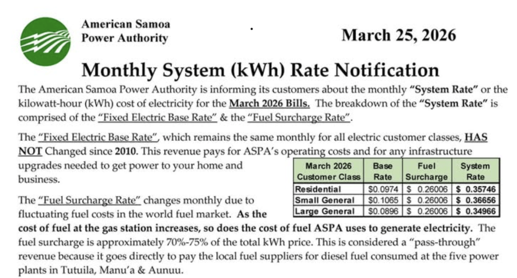 ASPA advises customers to conserve electricity