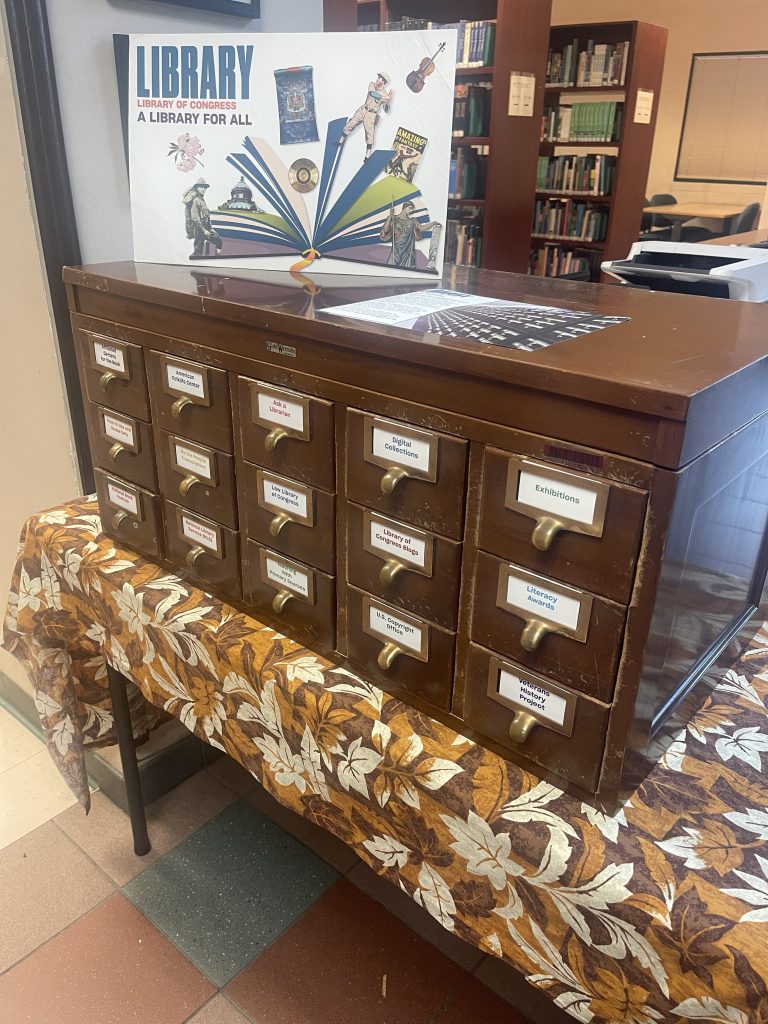 Library of Congress card catalog on display at Feleti Barstow Public Library