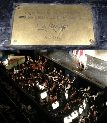 Mozart plaque and orch pit