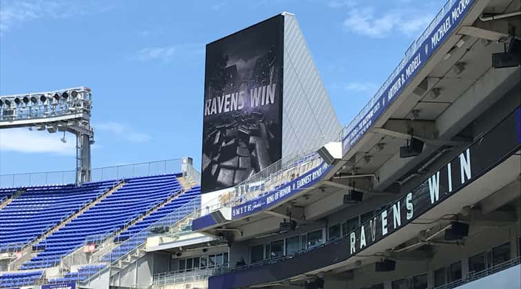 Ravens light up M&T Bank Stadium in red, white and blue to