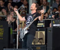 Pearl Jam lead singer Eddie Vedder performs at the 2016 New Orleans Jazz and Heritage Festival. New Orleans^ LA - April 22^ 2016