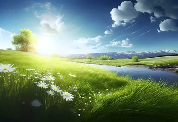 beautiful-meadow-field-with-fresh-grass-and-yellow-dandelion-flowers-in-nature-against-a-blurry-blue-sky-with-clouds-summer-spring-perfect-natural-landscape-ai-generative-photo-jpg