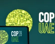 Image of the 2023 COP28 UAE conference in Expo City Dubai logo. COP28