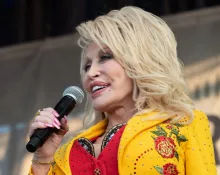 Dolly Parton performs at The Newport Folk Festival in Rhode Island.