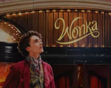 Standee of movie 'Wonka' displays at the theater.