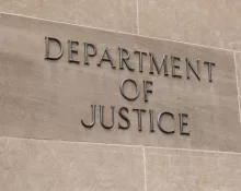 United States Department of Justice sign in Washington^ DC on July 12^ 2017