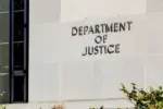 Sign of United States Department of Justice(DOJ) on their headquarters building in Washington^ D.C. USA. Washington D.C.^ USA - March 1^ 2020:
