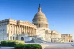 United States US Capitol Building as seen from Independence Avenue in Washington^ DC in spring.
