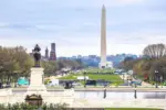 Panoramic view of National Mall and Washington monument^ Washington DC^ capital of USA uly 7^ 2025