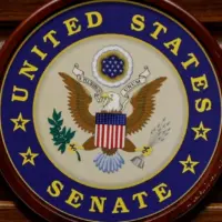 WASHINGTON D.C.^ UNITED STATES - OCTOBER 24: United States Senate Logo is seen in Washington D.C.^ United States on October 24^ 2023.