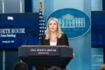 White House Press Secretary Karoline Leavitt speaks during the daily briefing in the Brady Briefing Room of the White House in Washington^ DC^ on July 7^ 2025. US