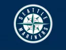 Seattle Mariners logo^ MLB Team^ Major League Baseball^ American League West Division^ with blue background