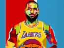 LA Lakers LeBron James^ vector sketch illustration^ isolated style
