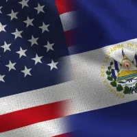 Usa and El Salvador Realistic Half Flags Together