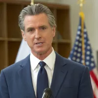 CA Governor Gavin Newsom speaking at a press conference Turlock^ CA - Jan 6^ 2025