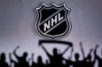 National Hockey LeagueFans Silhouette. Crowd celebrate and support the NHL hockey Team. Sport photo^ edit space
