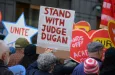 Sign in support of Milwaukee Judge Hannah Dugan at a May Day march for workers' rights in Lower Manhattan. NEW YORK^ NEW YORK USA - May 1^ 2025