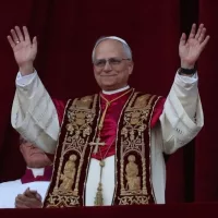 Pope Leo XIV -- American Cardinal Robert Francis Prevost -- is the successor to Pope Francis. He is shown on the central balcony of St. Peter's Basilica in Rome^ Italy; 5/8/2025