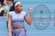 Coco Gauff of USA in action the Mutua Madrid Open at La Caja Magica on April 30^ 2025 in Madrid^ Spain