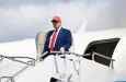 U.S. President Donald Trump arrives at Morristown Airport^ New Jersey^ on June 20^ 2025^ stepping off Air Force One en route to his Bedminster golf resort for a MAGA Inc. fundraising dinner.