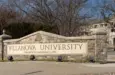 Villanova^ Pennsylvania: January 1^ 2022: Entrance Sign to Villanovia University. Villanovia is a private research university near Philadelphia^ Pennsylvania.