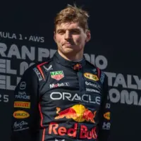 Max Verstappen of the Netherlands and Oracle Red Bull Racing on the podium during Formula One Emilia Romagna Grand Prix Autodromo Enzo e Dino Ferrari^ Imola^ Italy. 18.May.2025