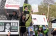 Activists gathered in front of Federal Court where Luigi Mangione was arraigned on Federal Charges accusing him of killing United HealthCare CEO Brian Thompson New York - April 25^ 2025