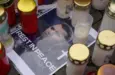 Berlin^ Germany - September 12^ 2025: Makeshift memorial for Charlie Kirk at the Embassy of the United States of America on Pariser Platz in Berlin
