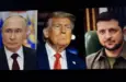 mages of the president Donald Trump^ Volodymyr Zelenskyy and Vladimir Putin side by side